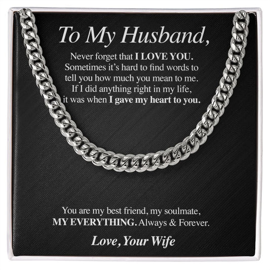 To My Husband Cuban Chain Necklace, Husband Gift, Husband Birthday Gift, Anniversary Gift for Husband, Father's Day Gifts