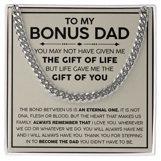 To my Bonus Dad Cuban Link Chain Necklace