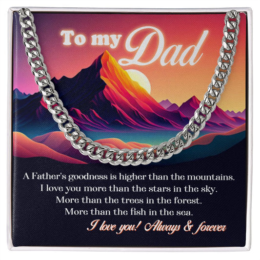 Father and Mountains Cuban Link Chain Necklace Gift