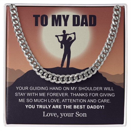My Dad - Your Guiding Hand Cuban Link Chain Necklace