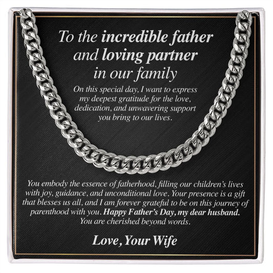 To the incredible father, Necklace Gift for Fathers Day, Husband