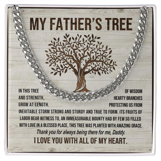Fathers Tree Cuban Link Chain Necklace Gift