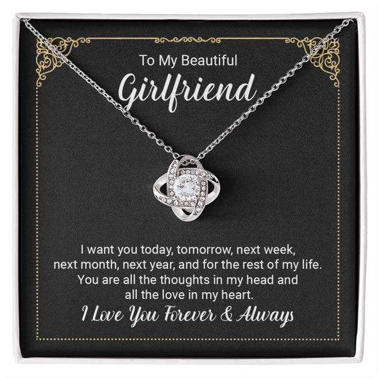 To my Girlfriend Love Knot Necklace Gift