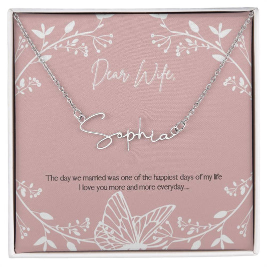 Dear Wife, New Signature Name Necklace