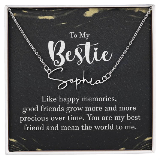 To my bestie - like happy memories Signature Name Necklace