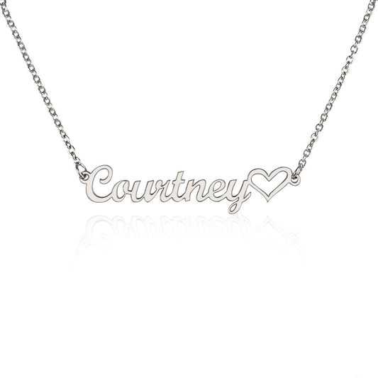 Personalized Cursive Heart Name Necklace