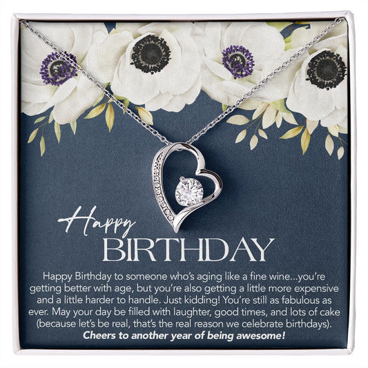 Funny Happy Birthday Gift with heart Necklace