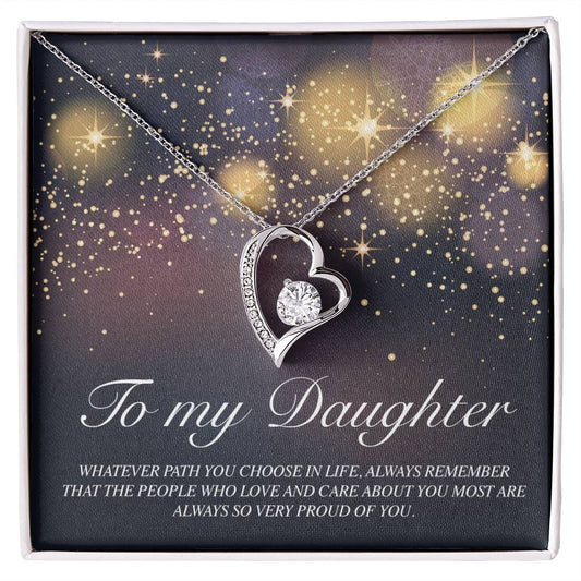 To my Daughter Forever Love Necklace with Message Card