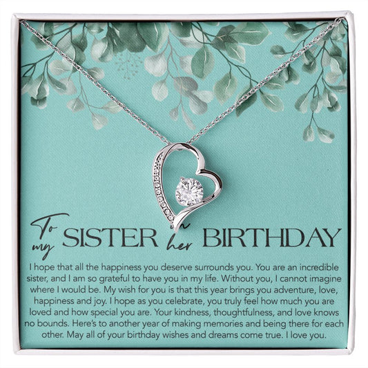 To my Sister on her Birthday - Diamond Heart Necklace Gift