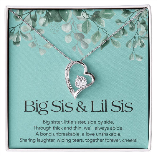 Big Sis & Lil Sis Diamond Heart Necklace
