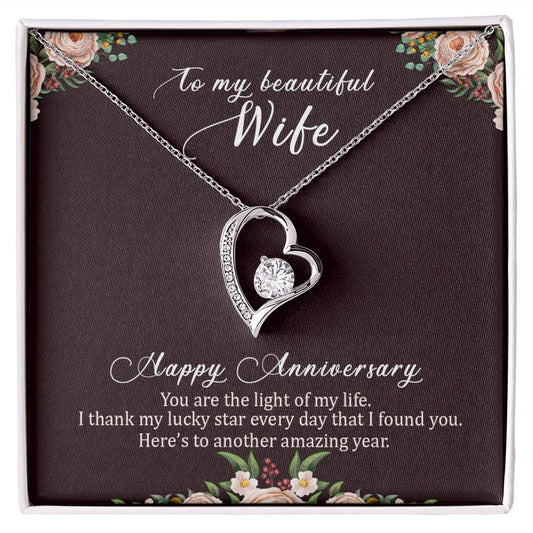 To my beautiful wife happy anniversary Diamond Heart Necklace