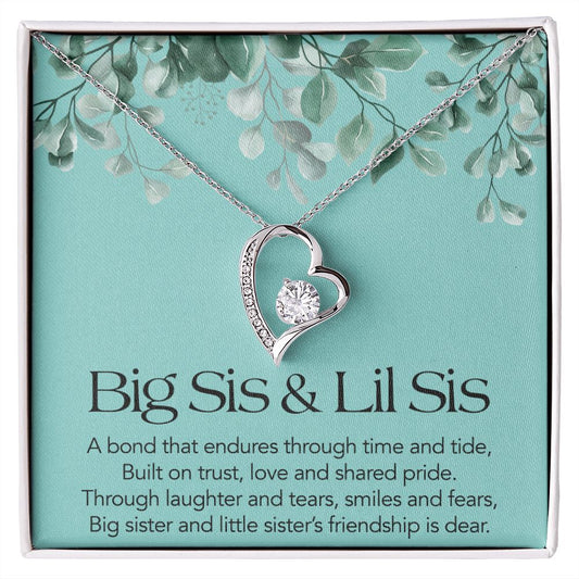 Big Sis + Lil Sis Diamond Heart Necklace
