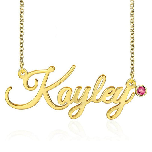Personalised Name Necklace with Shimmering Birthstone