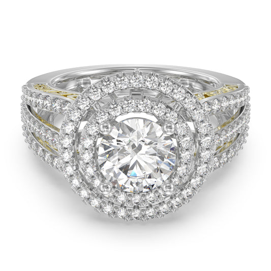 Exquisite Custom 3D Engagement Ring with Glistening Diamond Accents