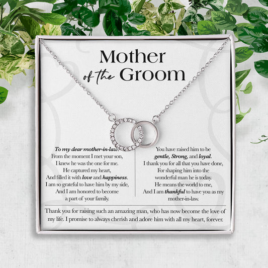 Mother of Groom gift from Bride,Thank you for raising the man of my dreams, Mother in Law necklace gift, Poem card, Interlocking Circles