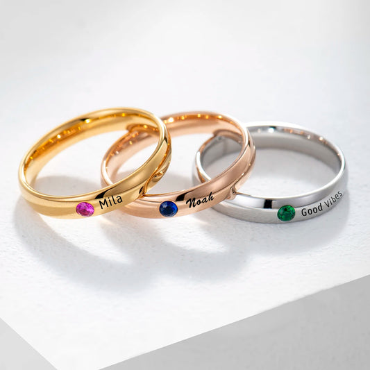 The Stackable Personalized ring with Swarvoski Birthstone