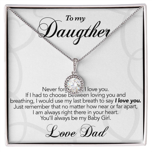To my Daughter heartfelt Necklace Gift with heartfelt Quote Card