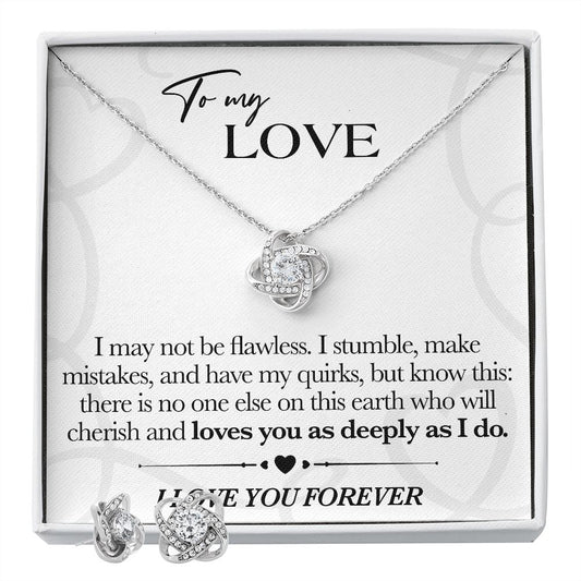 To my Love - Love Knot Necklace with earring Set