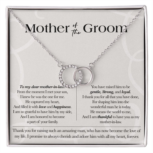 Mother of Groom gift from Bride,Thank you for raising the man of my dreams, Mother in Law necklace gift, Poem card, Interlocking Circles