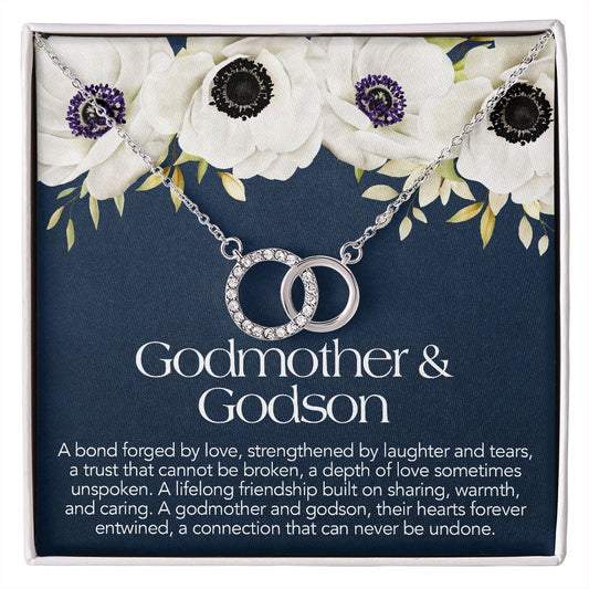 Godmother & Godson Necklace, Godmother Gift, Gift for Godmother from Godson, Jewelry for Godmother, in 14kt White Gold