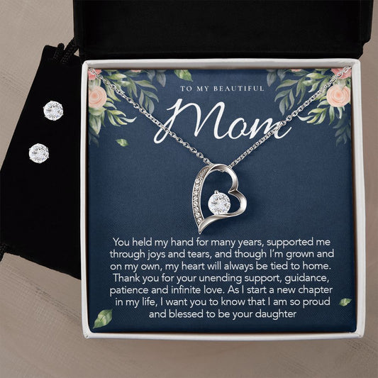 To Mom - Proud and blessed to be your daughter (Necklace + Earrings Set)
