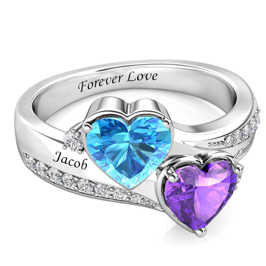 Together Heart Birthstone Ring with Diamond Accents