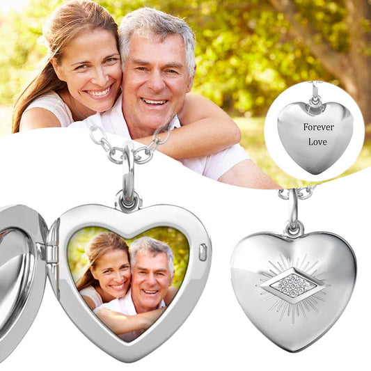 Classique Father Daughter Personalised Heart Photo Locket Necklace