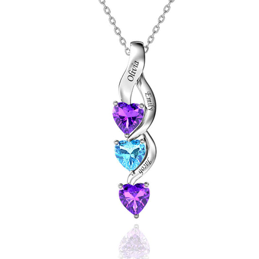 Sleek 3 Hearts Gemstone Necklace