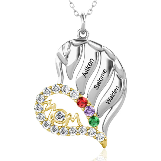 Mom's Favourite 3 Name Necklace with 3 Birthstones