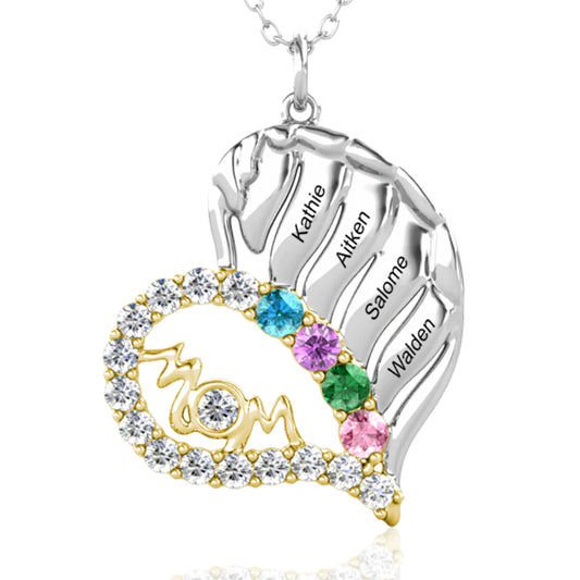 Mom's Favourite 4 Name Necklace with 4 Birthstones