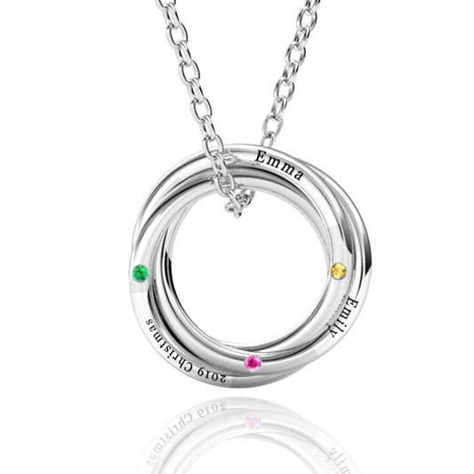 Copy of Open Circle Necklace with 3 Birthstones