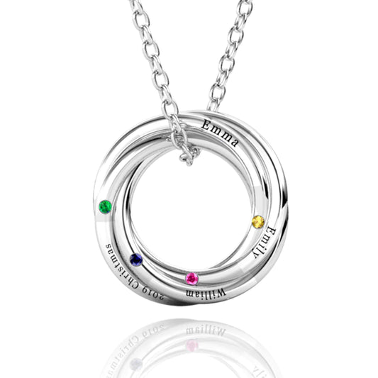 Open Circle Necklace with 4 Birthstones