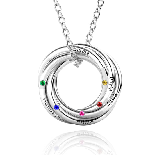 Open Circle Necklace with 5 Birthstones