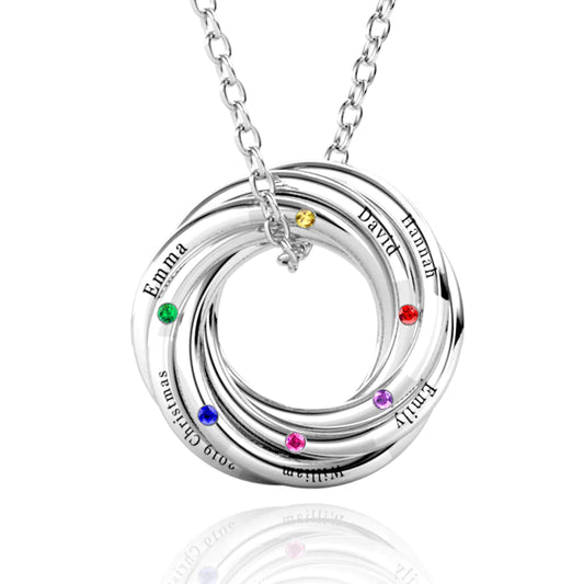 Open Circle Necklace with 6 Birthstones