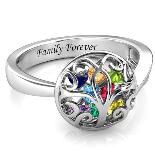 Tree of Life family Birthstone Ring (x7 Birthstones)